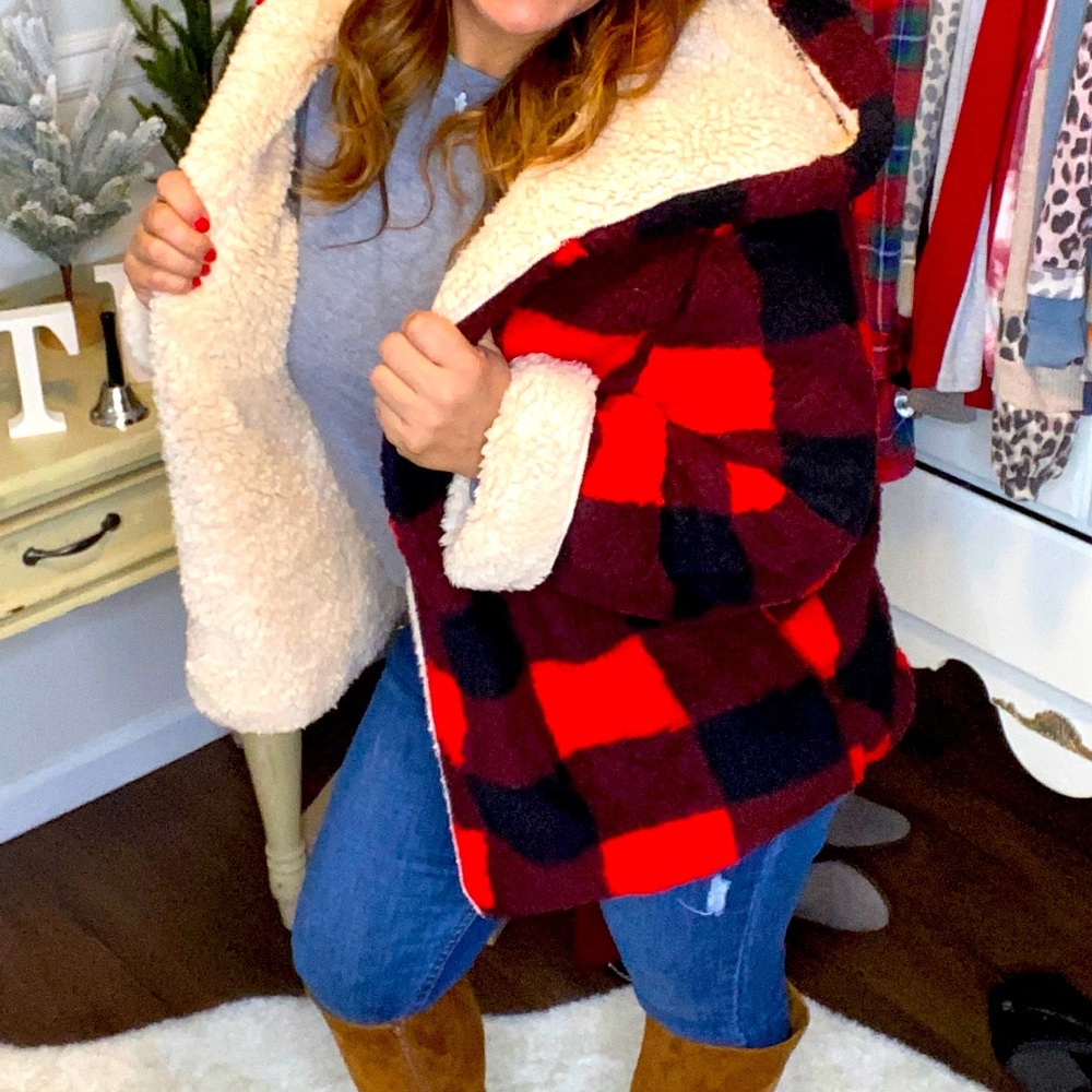 Plaid Sherpa reversible jacket very soft